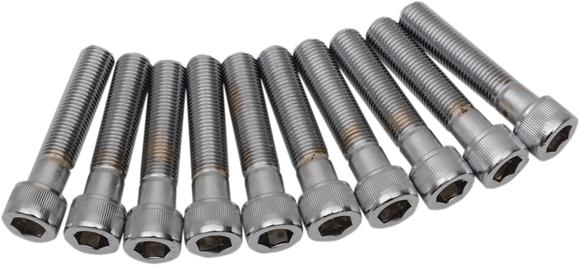 DRAG SPECIALTIES MPB254 Socket-Head Replacement Bolts, Fine Thread, 3/8"-24 x 2" — 10 Pack