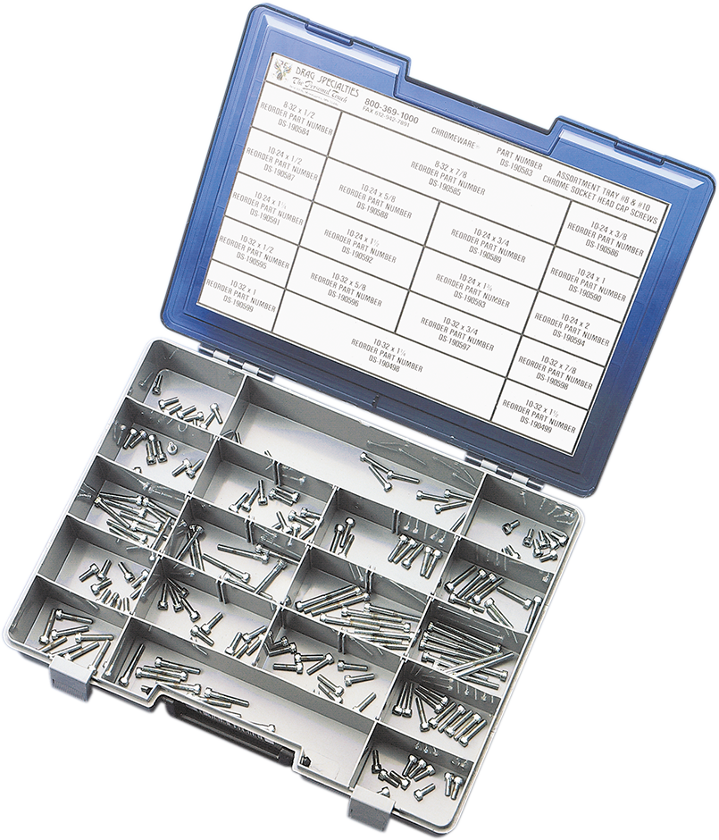 Drag Specialties MK192 Socket-Head Bolt Assortment Kit - 18 Sizes for #8 and #10 Threads