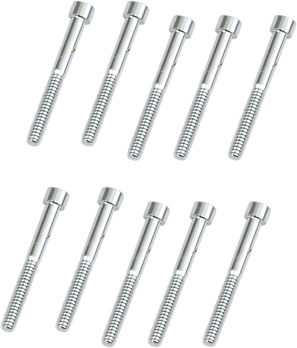 DRAG SPECIALTIES MPB198S Replacement Socket-Head Bolts Pack – Smooth and Coarse Thread, #10-24 x 1-3/4 inches, 10 Pack