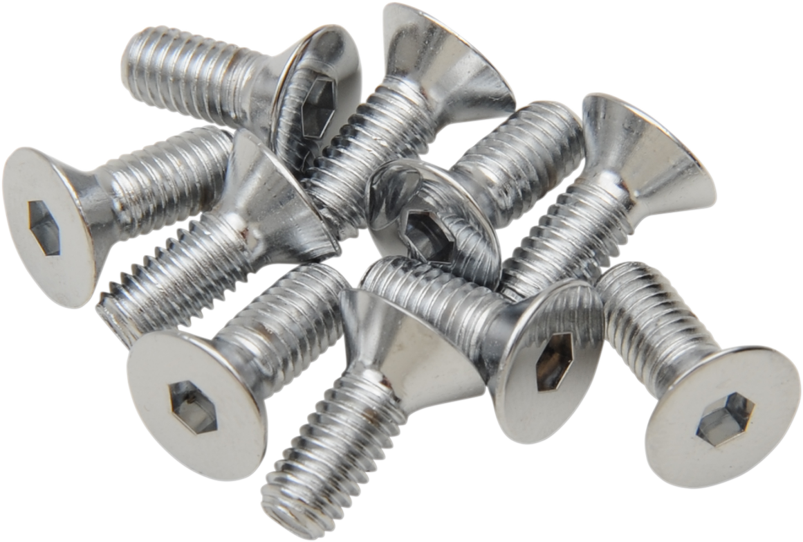 Drag Specialties MPB573 Chrome Flat-Head Bolts 10-32 x 3/4 Inch Replacement Fasteners