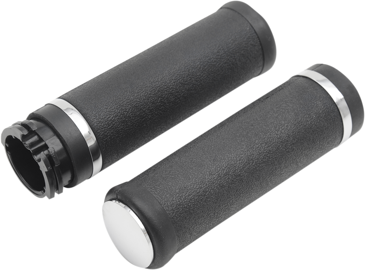 DRAG SPECIALTIES Hotop Smooth Rubber Grips with Accent Rings and End Caps – Part #17-0556-BC324