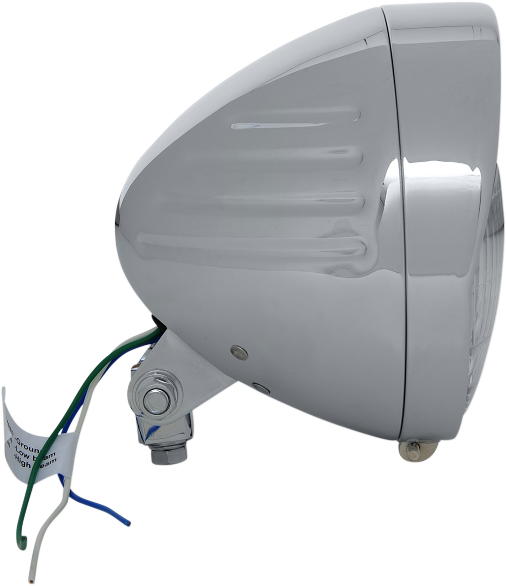 Drag Specialties Headlight with Visor 6-1/2 inch - Grooved Model 20-0338-BXLB1