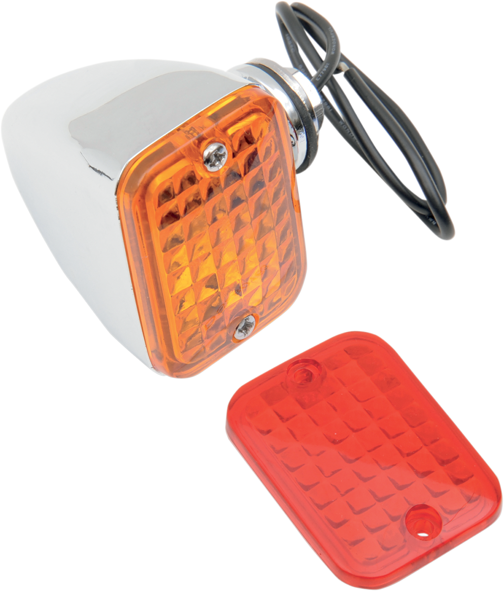 DRAG SPECIALTIES, Drag Specialties Rectangular Market Light 163072-BC1 with Amber and Red Lenses