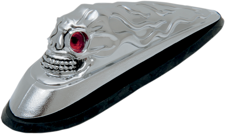 DRAG SPECIALTIES Skull Head Ornament with Illuminated Eyes, Chrome Finish - Part 91-6623R