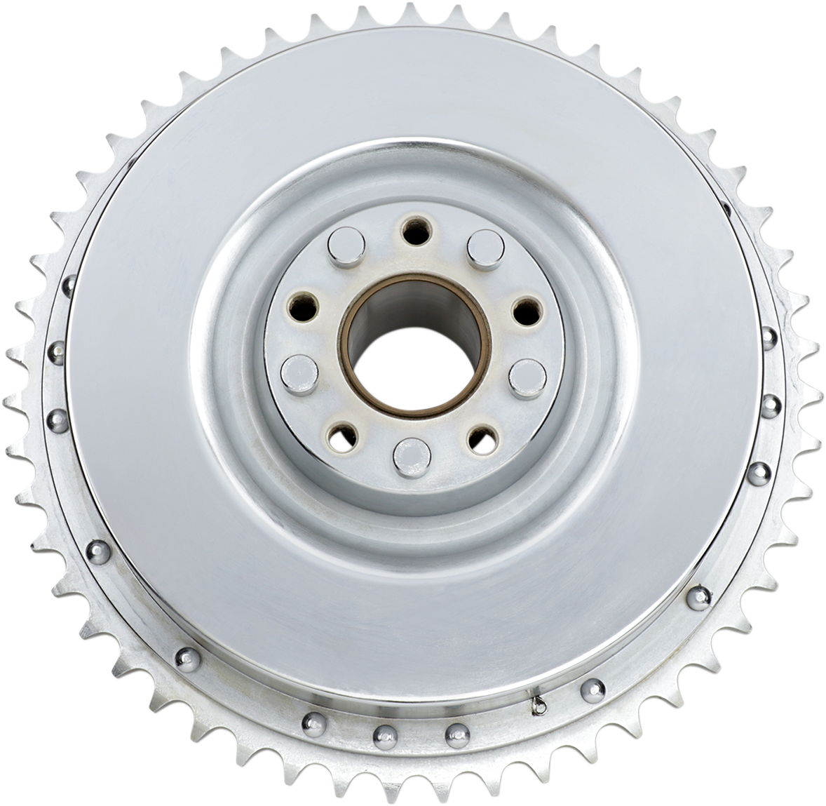 DRAG SPECIALTIES Chrome Rear Drum and Sprocket Set for 1967-1972 Harley-Davidson Motorcycles (Part No. 06-0128-BX-LB2)