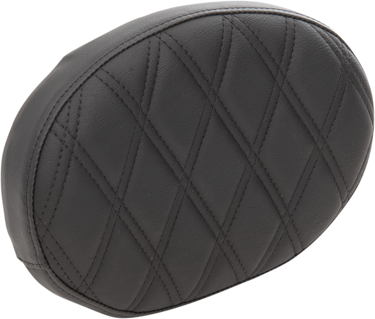 DRAG SPECIALTIES SEATS, DRAG SPECIALTIES SEATS Oval Sissy Bar Pad - Double Diamond Black Stitch for Harley FL '99-'22 - Part #0822-0428