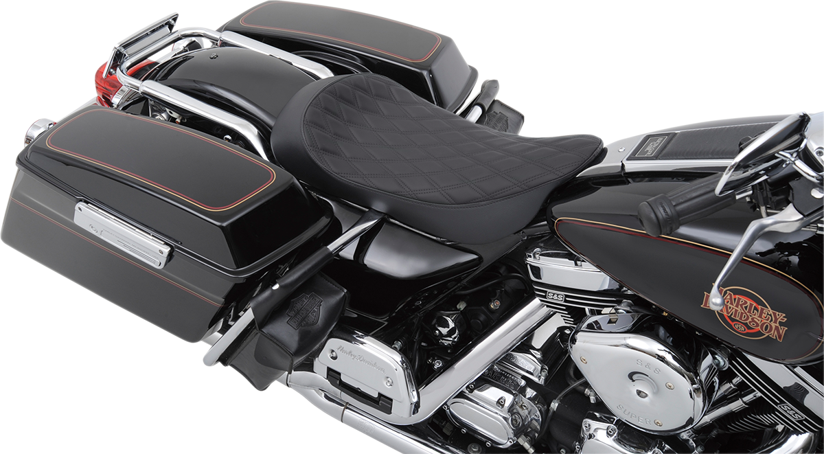 DRAG SPECIALTIES SEATS, Drag Specialties Seats Low Solo Seat - Double Diamond for FLHR/FLHX 1999-2007, Part No. 0801-1155