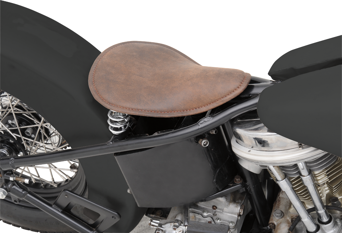 DRAG SPECIALTIES SEATS, DRAG SPECIALTIES SEATS Spring Solo Low-Profile Seat - Small Distressed Brown Leather (Part No. 0806-0039)