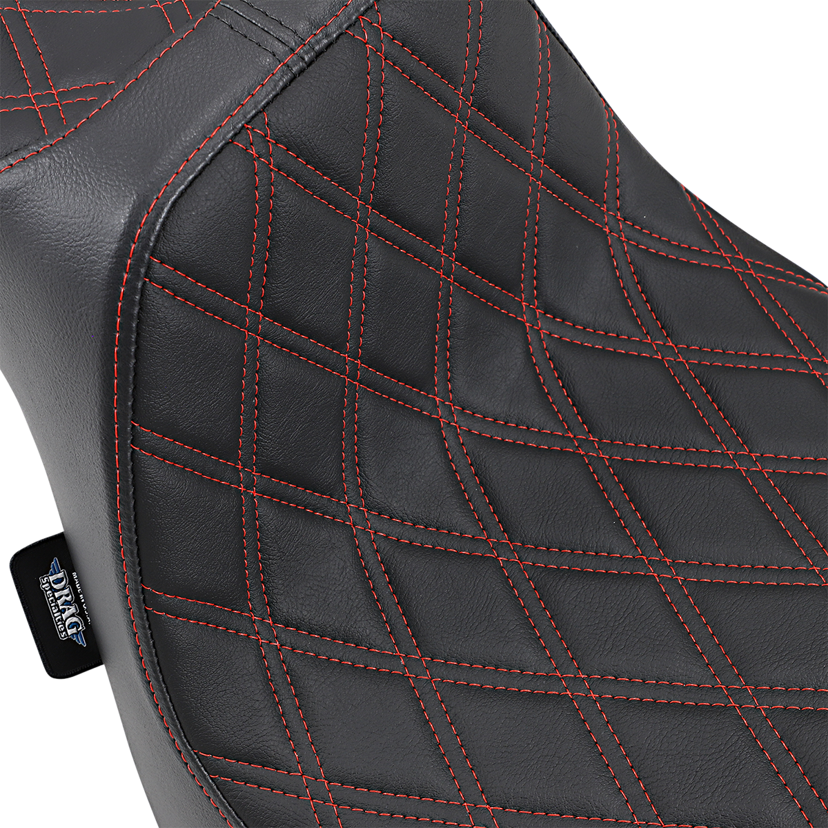 DRAG SPECIALTIES SEATS, Drag Specialties Seats Predator III Double Diamond Seat with Red Stitching for FXFB/S '18-'23 - Model 0802-1074