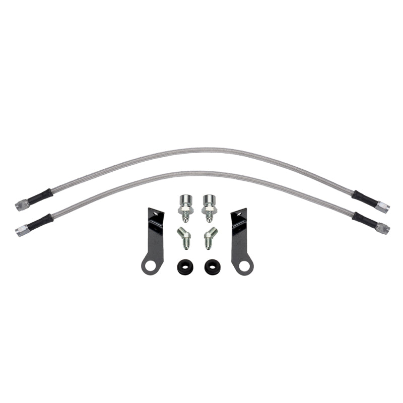 Wilwood flexline kit 22IN. M10X1.50 IF to 45 deg 1/8-27 NPT W/BRACKET