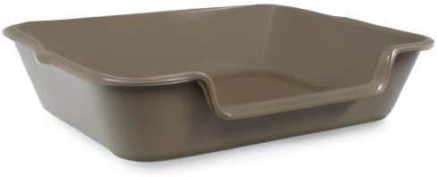 2 Pack of Extra Large Cat Litter Box (ABS Material), Low Entry Senior Litter Pen for Geriatric Kitty Big Cats, Jumbo Pet Safe Litter Boxes Tray for Pets Potty (Light Brown, 24" L x 20" W)