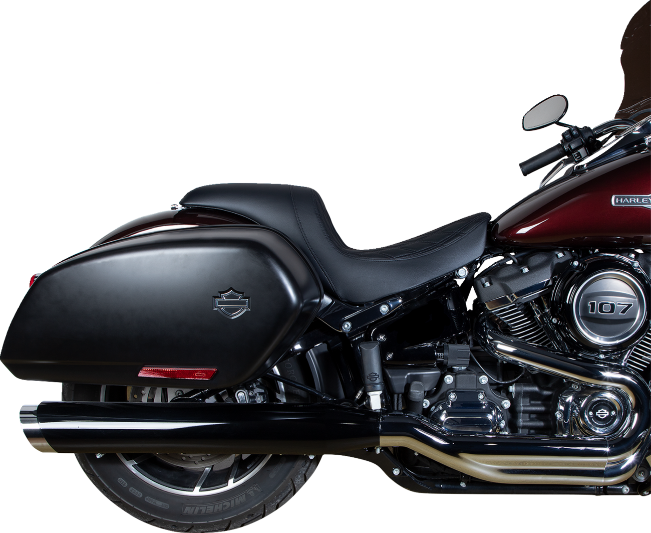 DRAG SPECIALTIES SEATS, Drag Specialties Seats Predator Seat - Double Diamond with Black Stitching for Harley Fat Bob and Softail Models 2018-2023