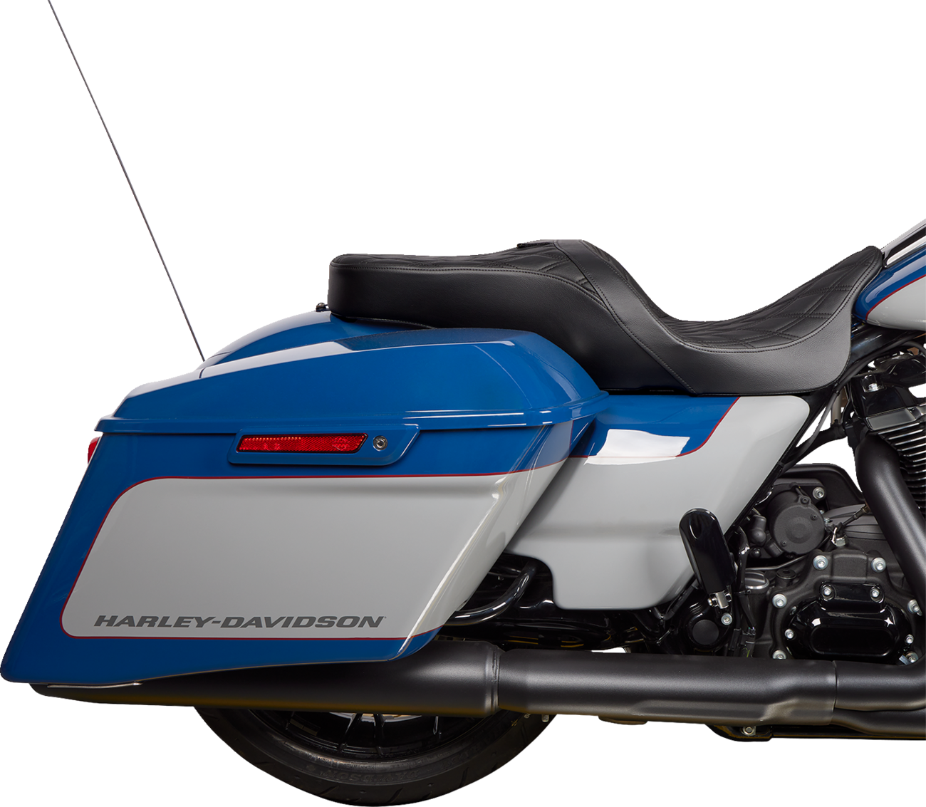 DRAG SPECIALTIES SEATS, DRAG SPECIALTIES SEATS Freedom Seat - Vinyl - Double Diamond Black Stitch for Harley FLH 2009-2023 (Part #0801-1481)