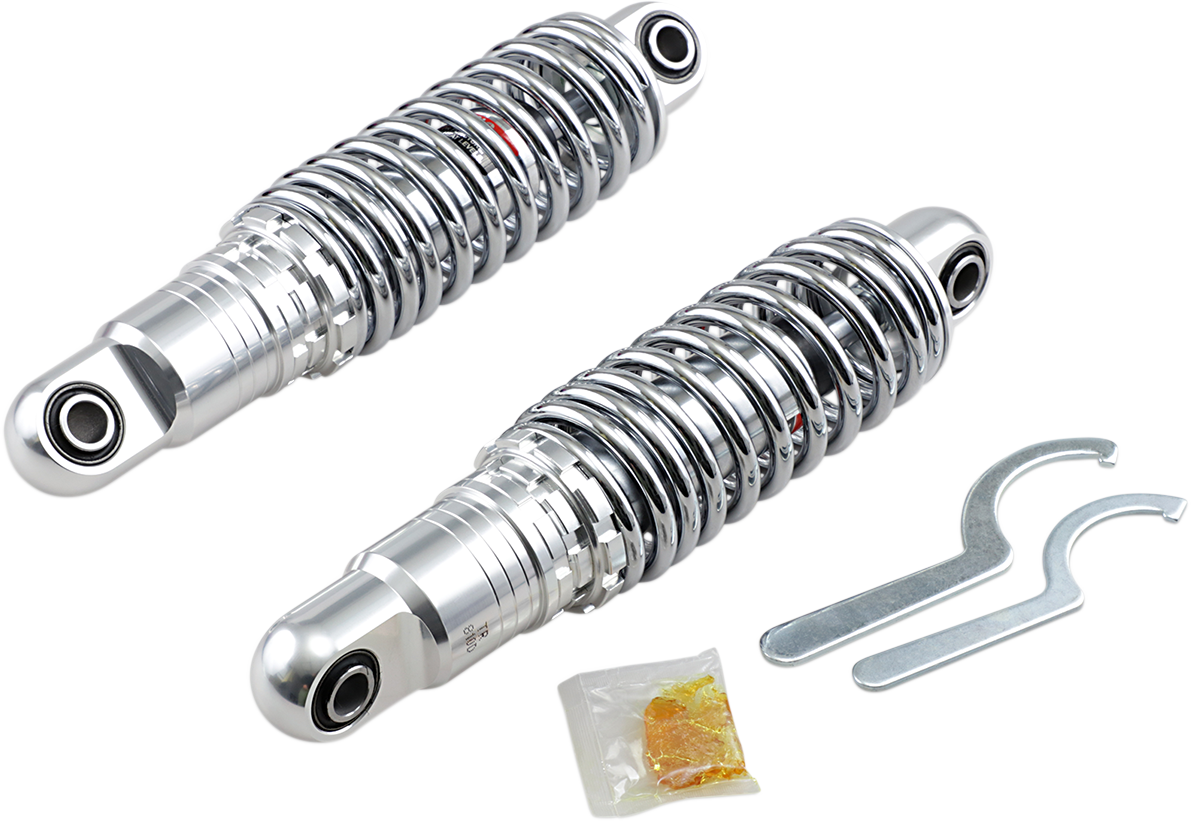 DRAG SPECIALTIES SHOCKS, DRAG SPECIALTIES SHOCKS Premium Ride-Height Adjustable Rear Shock - 11 Inch, Heavy Duty Chrome C16-0160H