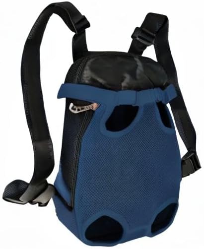 FEimaX Dog Carrier Backpack Pet Legs Out Front Cat Travel Bag, Adjustable Puppy Backpacks Carriers Hands-Free for Small Medium Dogs Cats Hiking Traveling Camping Daily Walking (Medium, Navy)