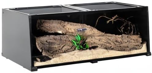 REPTI ZOO 68 Gallon Reptile Terrariums, 48" X 18" X 18" Reptiles Tanks Enclosure for Bearded Dragon Ball Python Snake, Black-Tinted ECO Glass Reptile Habitat with Sliding Door & Top Screen Ventilation