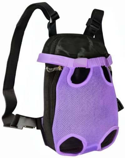 FEimaX Dog Carrier Backpack Pet Legs Out Front Cat Travel Bag, Adjustable Puppy Backpacks Carriers Hands-Free for Small Medium Dogs Cats Hiking Traveling Camping Daily Walking (Small, Purple)