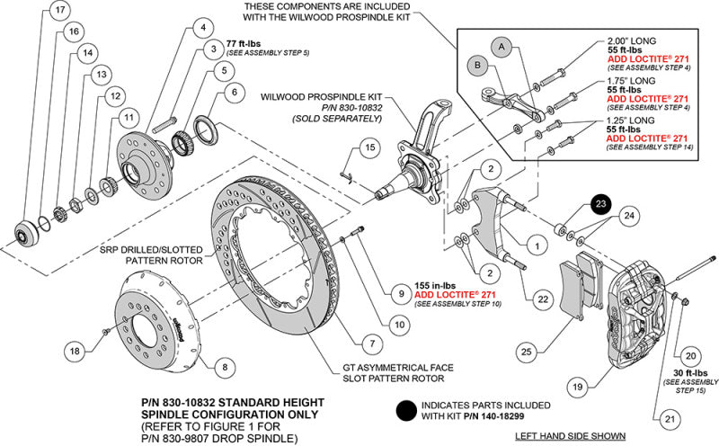Wilwood kit front XRS6R wwe pro spindle 13.00 rotor SRP red