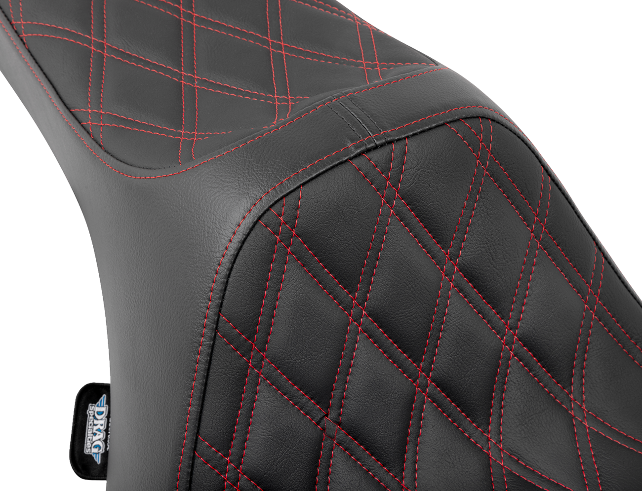 DRAG SPECIALTIES SEATS, Drag Specialties Seats Predator III Seat with Double Diamond Red Stitching for FLT/FLH 2023-2024, Part No. 4686D