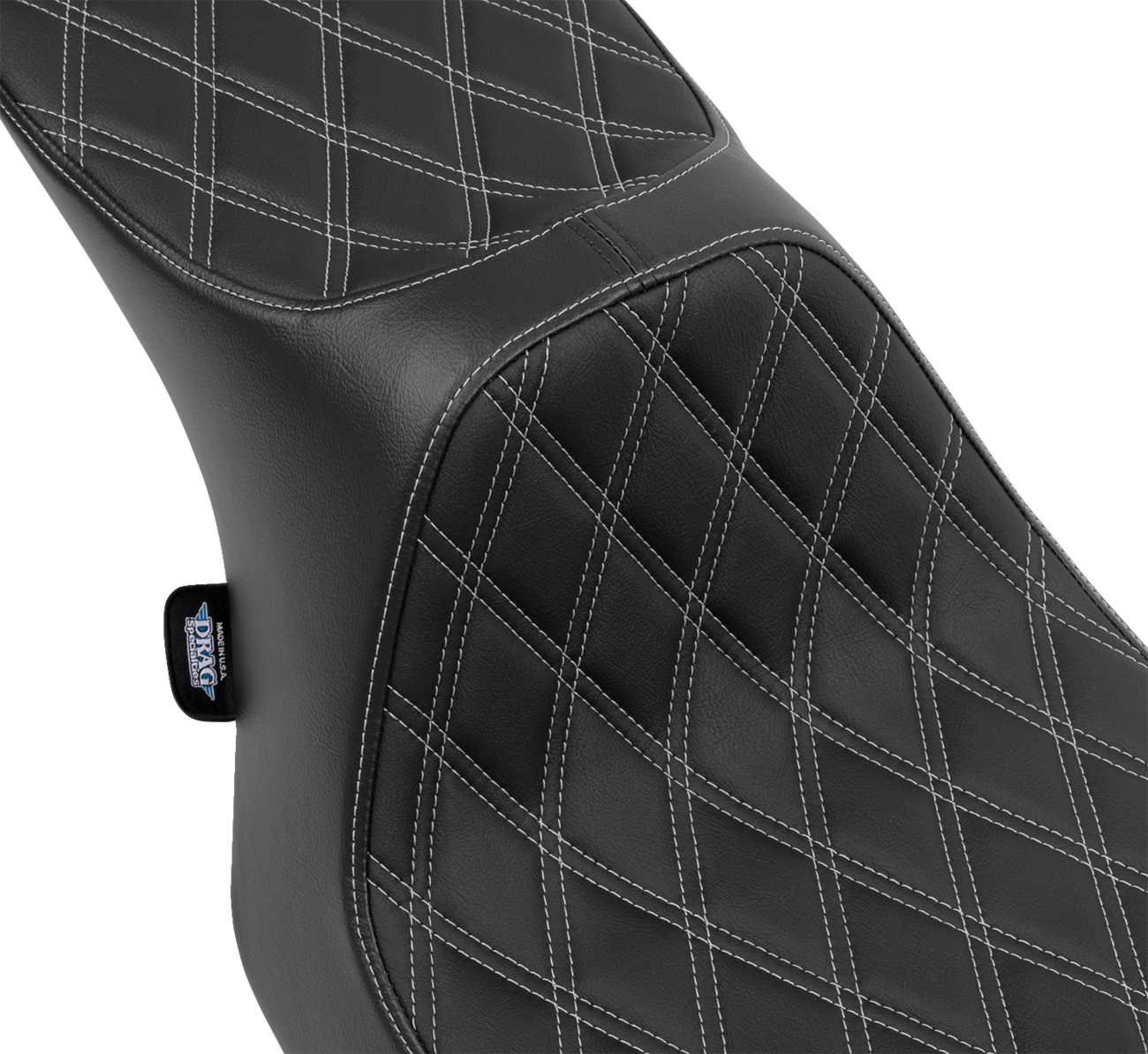 DRAG SPECIALTIES SEATS, Drag Specialties Seats Predator III 2-Up Seat for FLT/FLH 2023-2024 – Vinyl with Silver Stitching, Double Diamond Design, Part #4690C