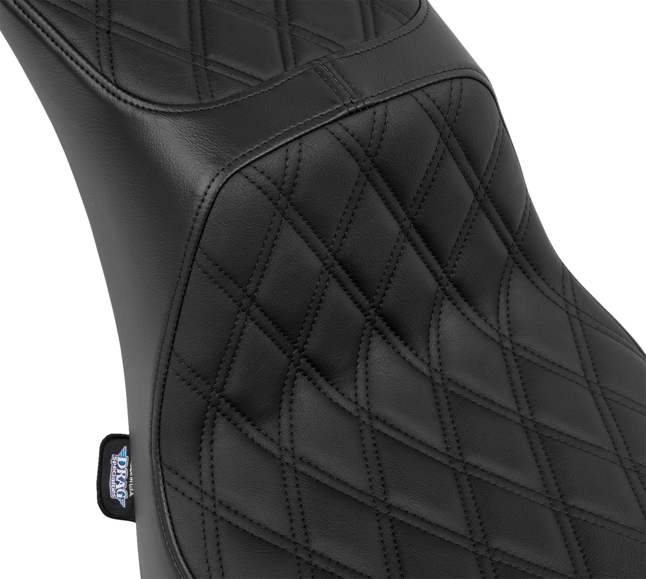 DRAG SPECIALTIES SEATS, DRAG SPECIALTIES SEATS Performance Predator 2-Up Seat for Harley FL 2000-2017, Black Vinyl with Double Diamond Stitching (Part 4689B)