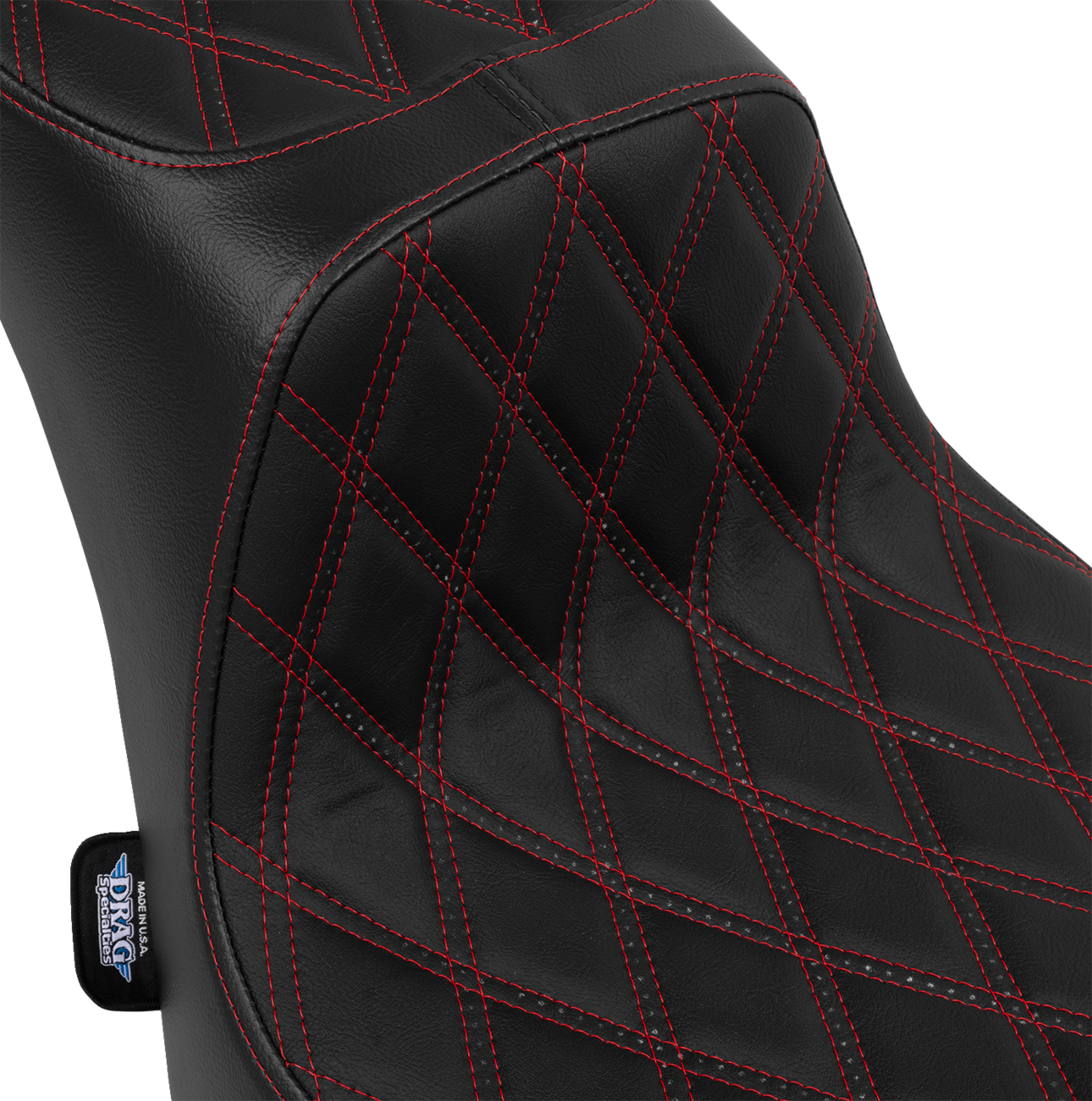 DRAG SPECIALTIES SEATS, DRAG SPECIALTIES SEATS Performance Predator 2-Up Seat - Vinyl - Double Diamond - Red Thread - FL '00-'17 4689D