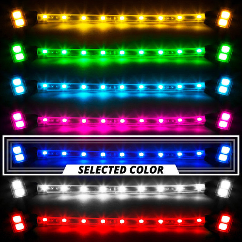 XK Glow Single Color XKGLOW UnderglowLED Accent Light Car/Truck Kit Blue - 8x24In Tube + 4x8In Strip