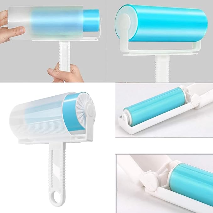 Travel Lint Roller 3 Pack, Washable Lint Roller Reusable Compact Pet Hair Remover Cleaner with Cover for Clothes, Pet Hairs, Include Large/Medium/Small Size