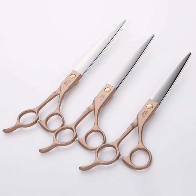 Fenice Peak 7.5'' Dog Straight Scissors for Grooming 440C Stainless Steel Rose Gold Professional Pet Trimming Scissors Sharp Blades Cutting for Dogs and Cats Shears
