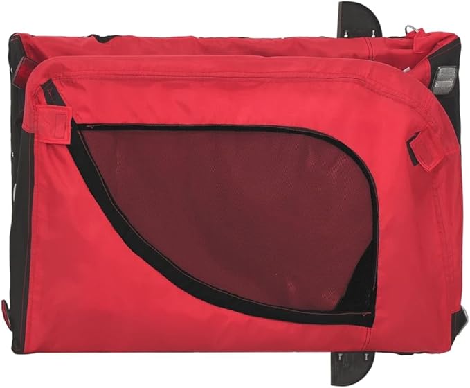 Tidyard Pet Bike Trailer Red and Black Oxford Fabric and Iron Pet Bicycle Carrier, Animal Bike Stroller for Cat, Puppy, Dog, Outdoor, Travel Style B