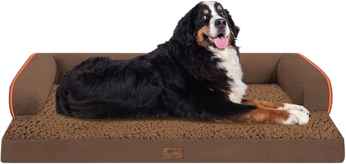 Large Dog Bed Orthopedic Washable - Extra Large XXXLarge Dogs, Orthopedic Coffee Jumbo Dog Bed with Waterproof Cover and Removable Egg Foam, Couch Bed Bolster