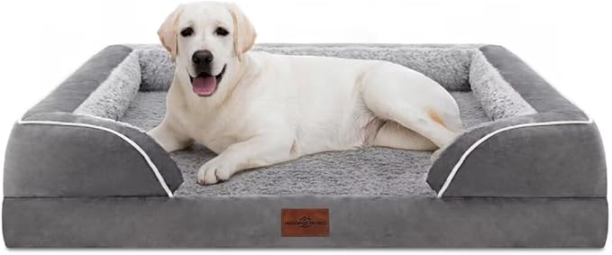 Comfort Expression Jumbo Dog Bed for Extra Large Dogs, Waterproof Orthopedic Dog Bed, Large Breed Dogs Beds, PV Washable Sofa Beds with Removable Cover & Non-Slip Bottom(Jumbo,Grey)