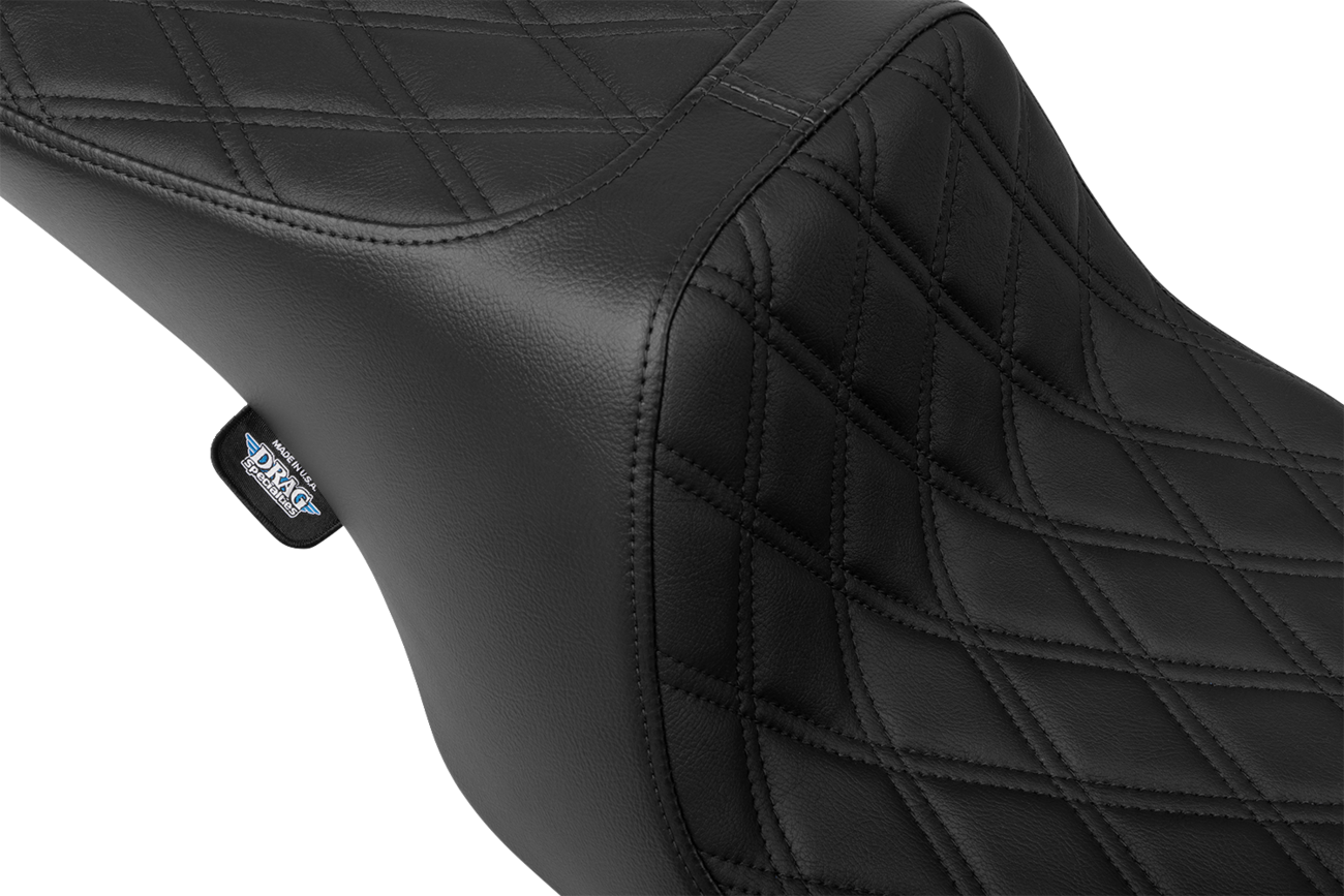 DRAG SPECIALTIES SEATS, Drag Specialties Seats Predator 2-Up Seat for Harley FL 1997-2007, Vinyl Double Diamond Black Stitching (Part #4695B)