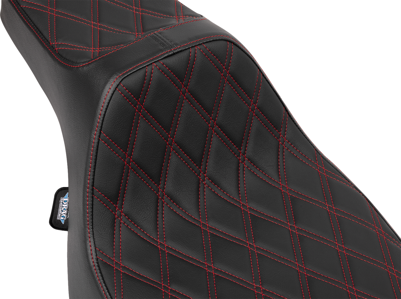 DRAG SPECIALTIES SEATS, Drag Specialties Seats Predator III Extended Reach Seat for FLT/FLH 2023-2025, Red Double Diamond Stitch
