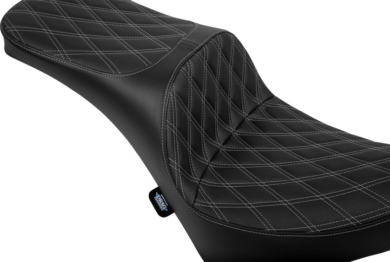 DRAG SPECIALTIES SEATS, DRAG SPECIALTIES SEATS Freedom Seat for FL/FX 2018-2025 - Vinyl Double Diamond Silver Stitch, Part Number 4719C