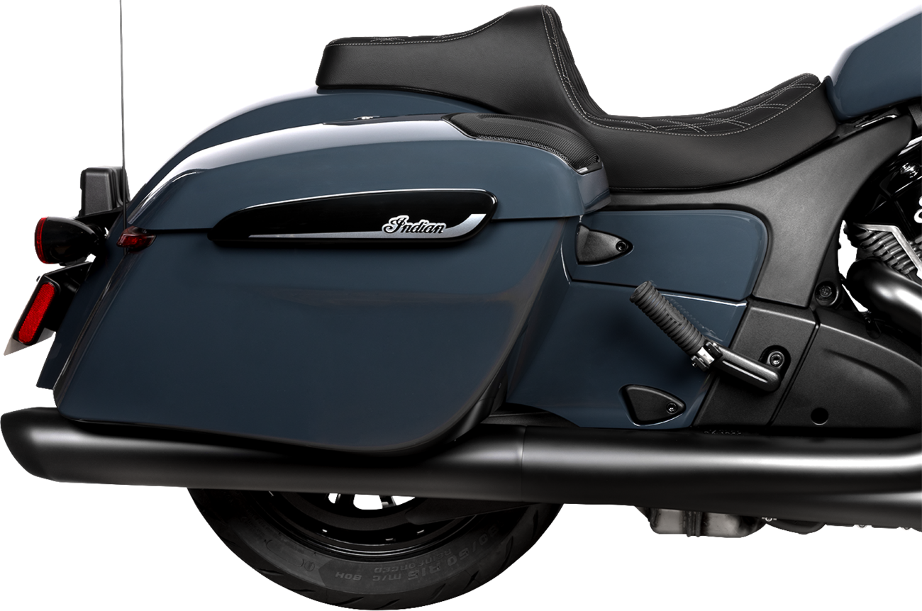 DRAG SPECIALTIES SEATS, Drag Specialties Seats Predator III 2-Up Seat for Chieftain '25 and Challenger '20-'25 - Vinyl with Double Diamond Pattern and Silver Stitch - Part Number 4720C
