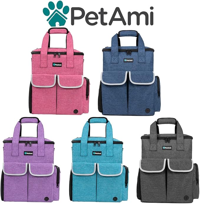 PetAmi Dog Travel Bag Pet Supplies Accessories Organizer for Traveling, Camping, Weekend; Cat Pet Travel Bag Kit Includes 2 Food Storage Containers, 2 Collapsible Bowls, 1 Feeding Mat (Teal Blue)