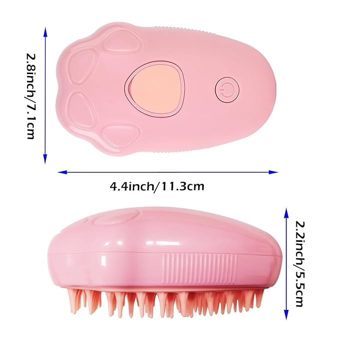 Steam Brush for Cats, Spray Comb Mist Brush, Rechargeable Steam Pet Brush for Dogs and Cats, Self-Cleaning 3-in-1 Cat Hair Brush with Steam for Long and Short Hair for Cats and Dogs (pink)