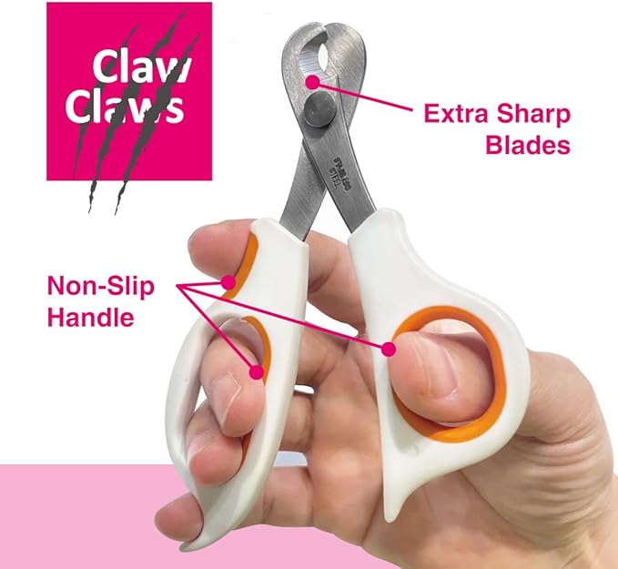 Cat Scissor-Style Nail Clipper, Toenail Trimmer with Razor Sharp Stainless Steel Blades and Anti-Slip Handle, for Small to Medium Pets, Cats