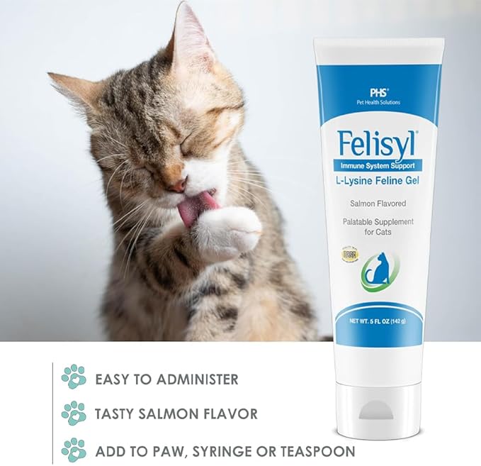 L-Lysine Gel for Cats (5oz) – Supports Immune, Respiratory, and Eye Health. Eases Sneezing, Runny Nose, and Watery Eyes. Tasty Salmon Flavor - Made in The USA