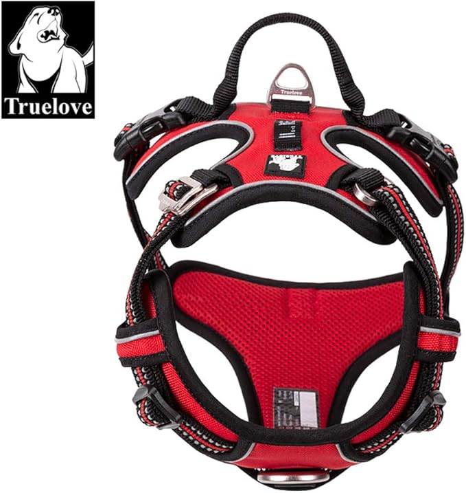 TRUE LOVE Dog Harness No Pull Nylon Reflective Pet Harness Adjustable Comfortable Control Step-in Brilliant Colors Truelove TLH56512 XL Red