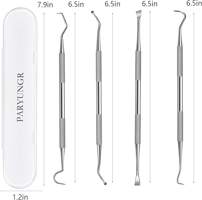 Dental Tools Pet Dog Teeth Cleaner Tool Kit, Stainless Steel Plaque Remover Dental Picks Tooth Tartar Scraper, Pets Oral Care Hygiene Set for Cats and Dogs Use with Case