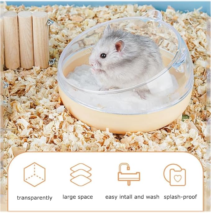 Meow&Woof Hamster Sand Bath Container, Large Sandbox Toilet Gerbil Batheoom, Tiny Chinchilla Dust Bathtub Sand Bath Box for Hamster Cage Accessories 6.5 Inch-Grey