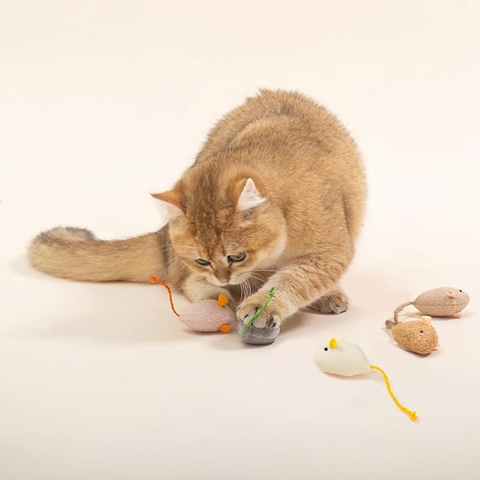 Shudyear cat Toys 5pcs Mouse Toys, Interactive Catnip Animal Toys for Indoor Kittens to Eliminate Boredom for Bored Indoor Cats (5pc)