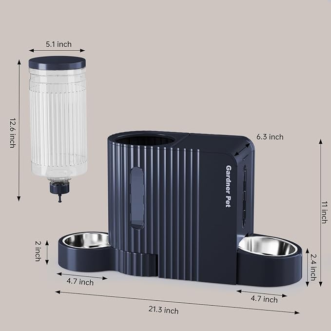 Gardner Pet Automatic Gravity Cat Food Feeder and Water Dispenser Stainless Steel Two-in-One Set Large Capacity Dispenser for Pets Dogs, Puppies, Kittens