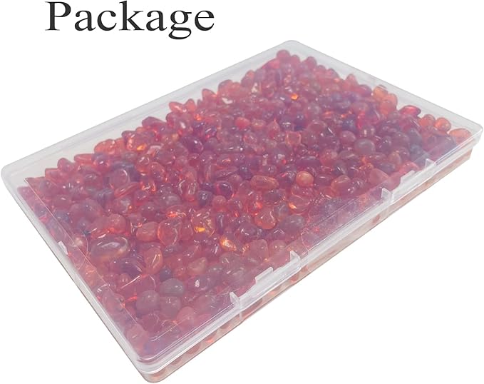 Glass Stones, 0.85LB/385g Orange Red Aquarium Gravel Rocks, Orange Red Pebbles for Fish Tank, Sea Glass for Vase Filler Craft