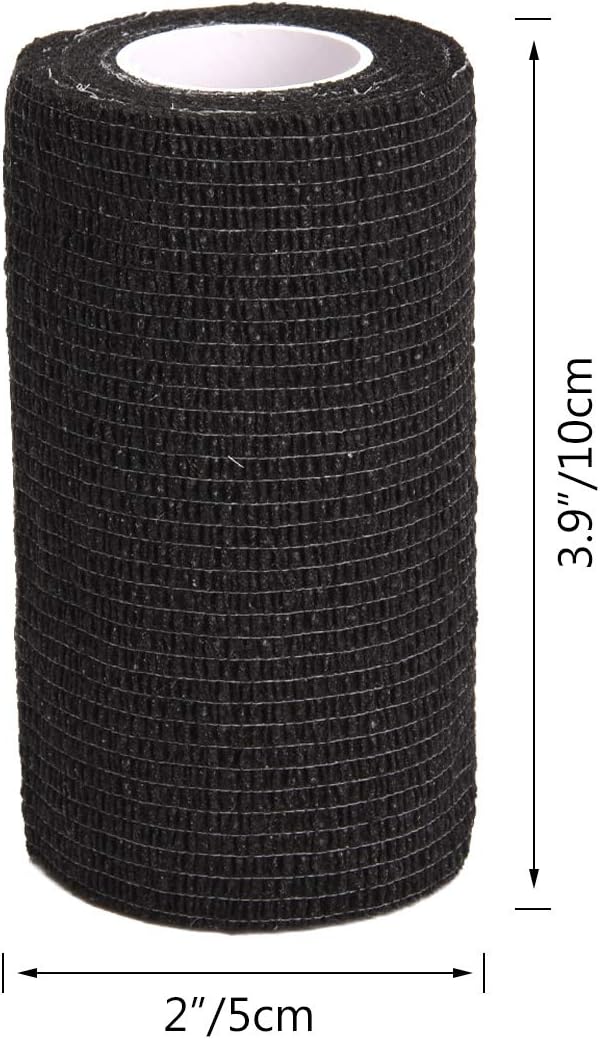 TOBWOLF 12PCS Self Adherent Bandage, 4" x5yd / 10cmx4.5m Cohesive Elastic Bandage Wrap, Breathable Sports Tape for Wrist Ankle Knee Leg Sprains Swelling - Black
