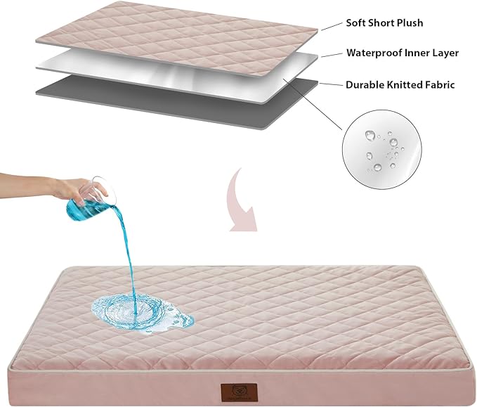 WNPETHOME Orthopedic Dog Bed Medium Size Dog, Waterproof Medium Dogs Bed with Removable Washable Cover, Multi-Needle Quilting Dogs Crate Bed