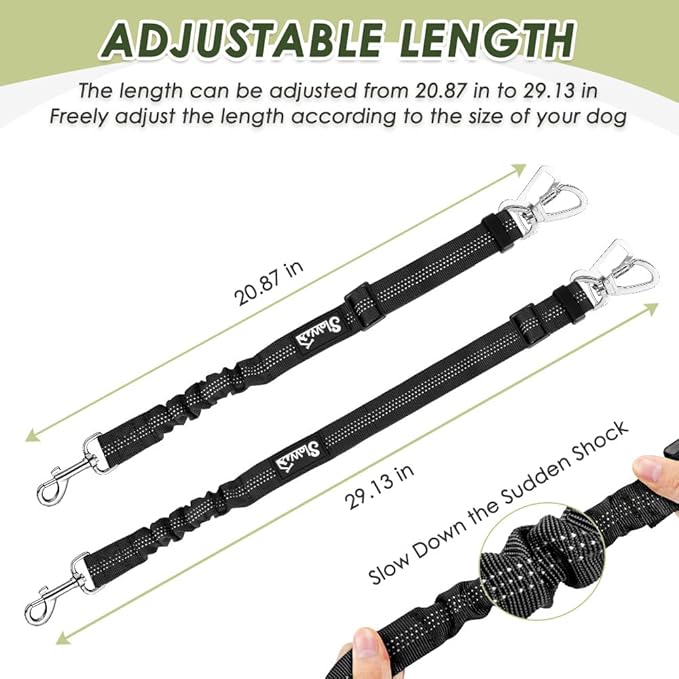 Lukovee Dog Seat Belt for Car, Adjustable Dog Car Harness for Large Medium Small Dogs, Soft Padded & Breathable Mesh Dog Seatbelt with Car Strap and Carabiner(Lime Green Double Clip,Medium)