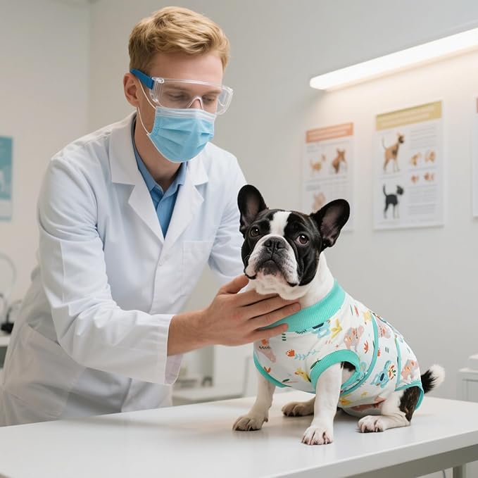 Kuoser Recovery Suit for Dogs Cats After Surgery, Professional Pet Recovery Shirt Dog Abdominal Wounds Bandages, Substitute E-Collar & Cone,Prevent Licking Dog Onesies Pet Surgery Recovery Suit